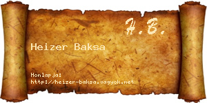 Heizer Baksa névjegykártya